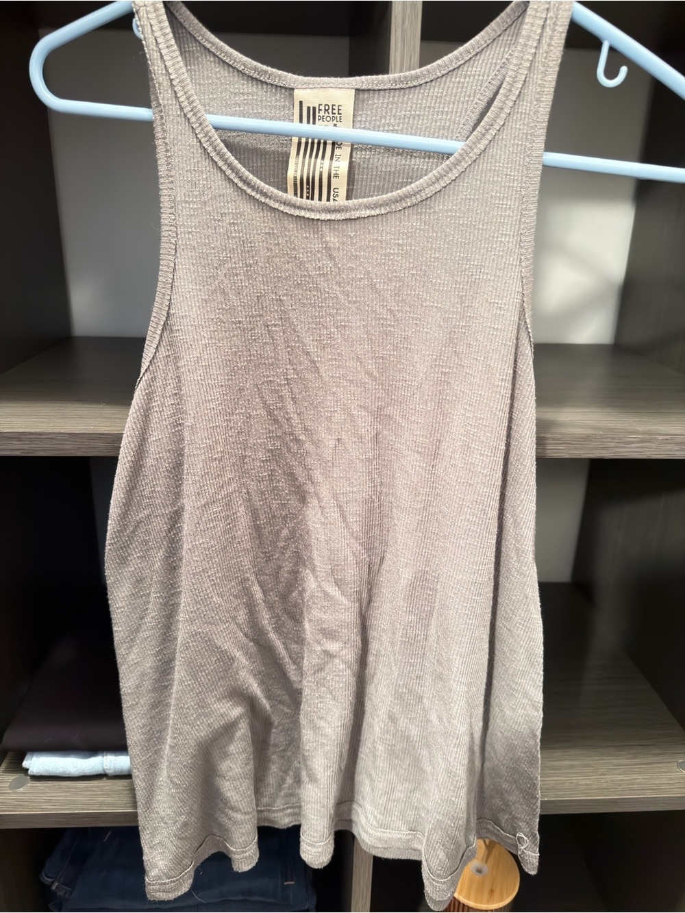 Free People Ribbed Taupe Tank Top